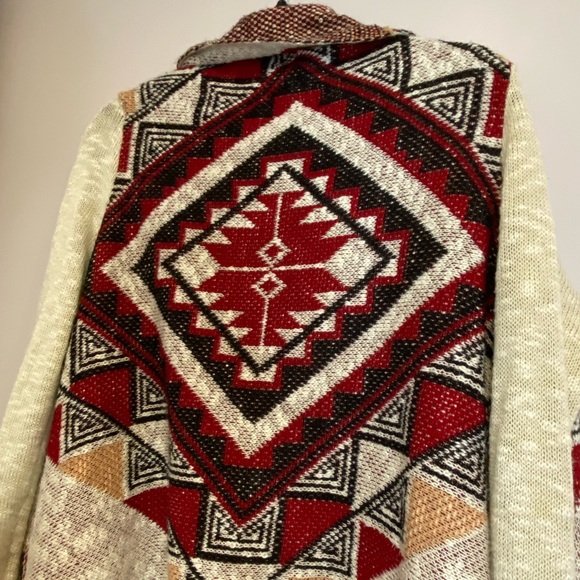 Beautiful Asymmetrical Cardigan with Aztec Inspired Print - Picture 4 of 4
